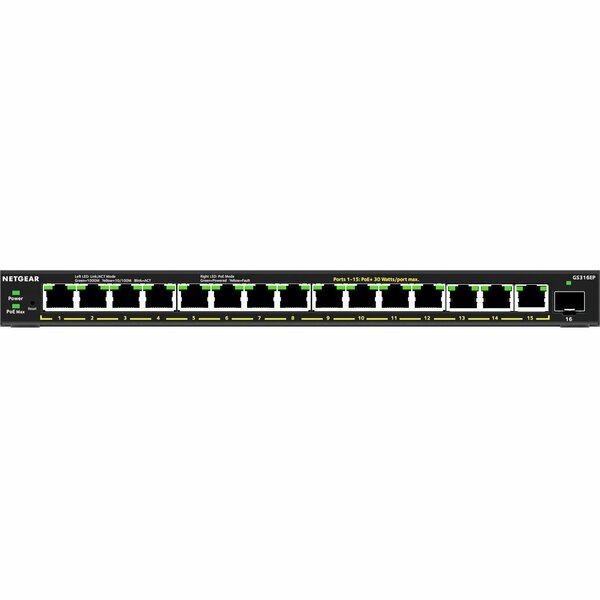 Netgear 16-Port PoE Plus Gigabit Plus GS316EP100NAS